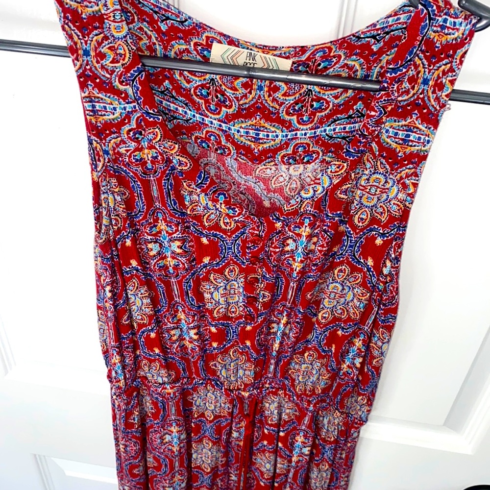 Pink Rose Maxi Red Dress Medium
